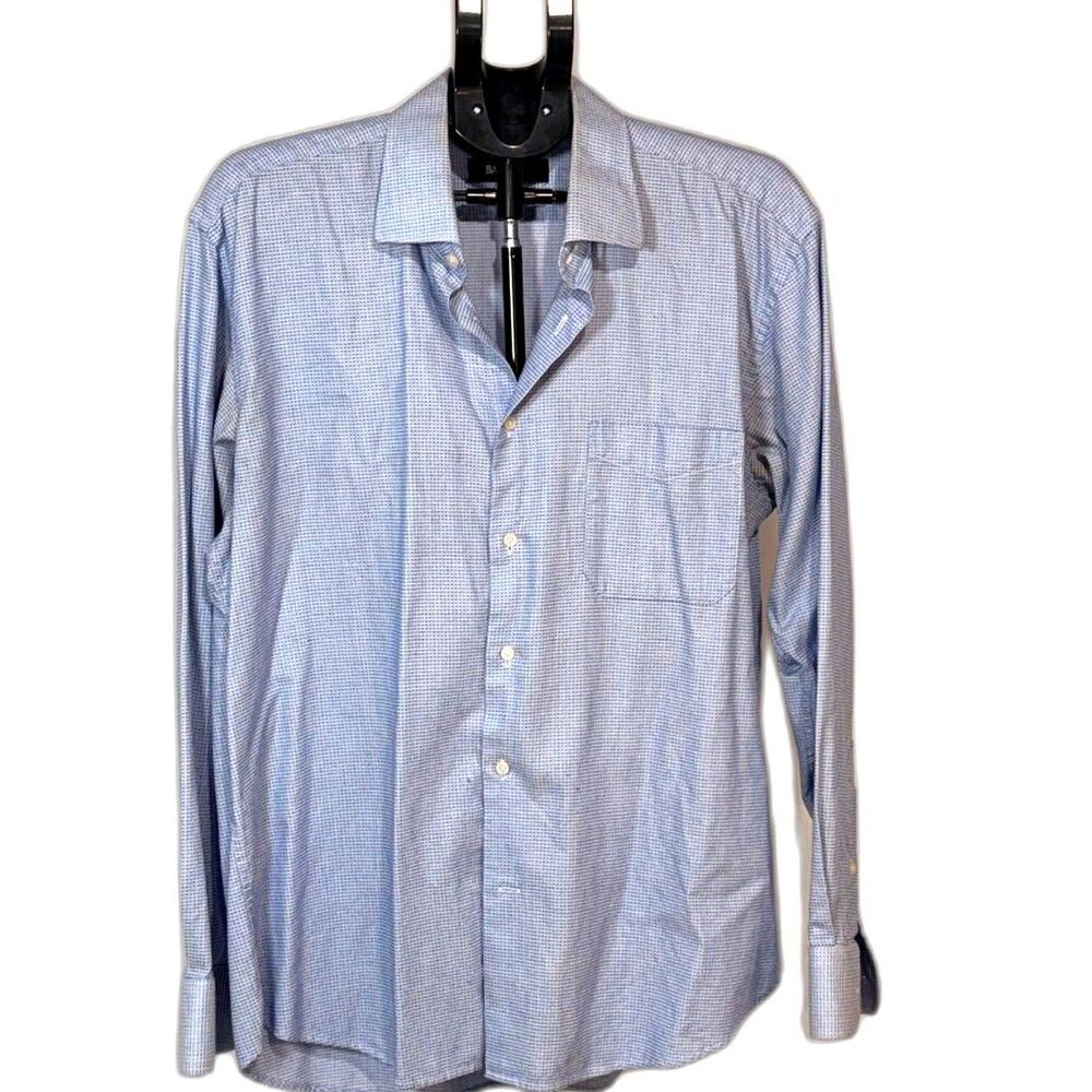Balmain Paris Light Blue Micro Check Dress Shirt